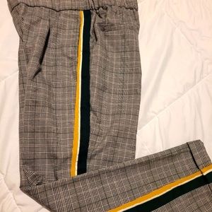 Zara green yellow striped trouser